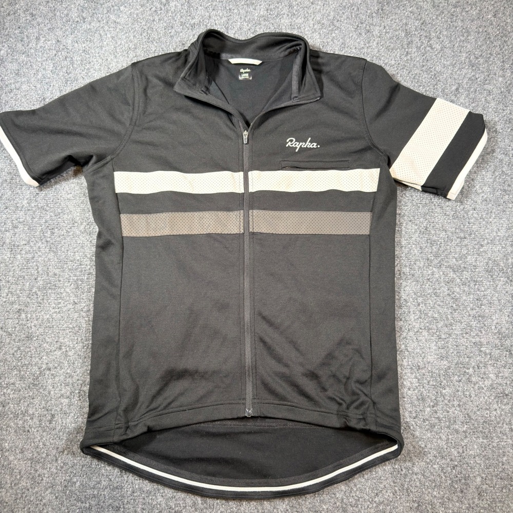 Rapha Brevet Jersey Cycling Shirt Mens L Black Merino Wool Blend Rapha Team
